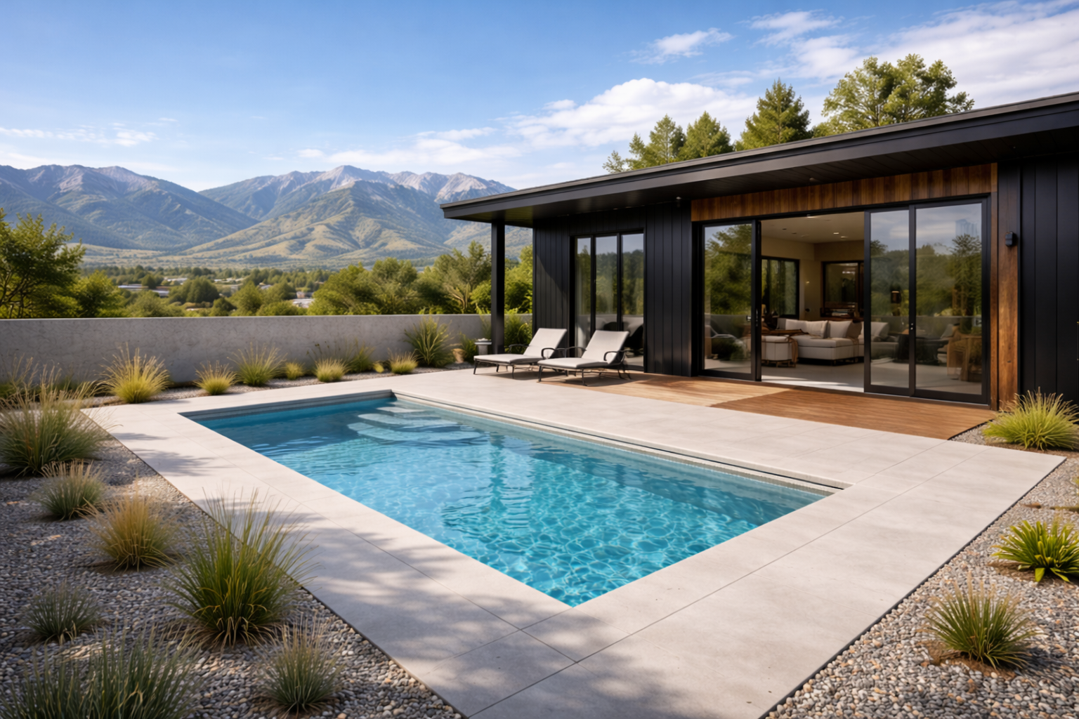 Modern Utah backyard with plunge pool